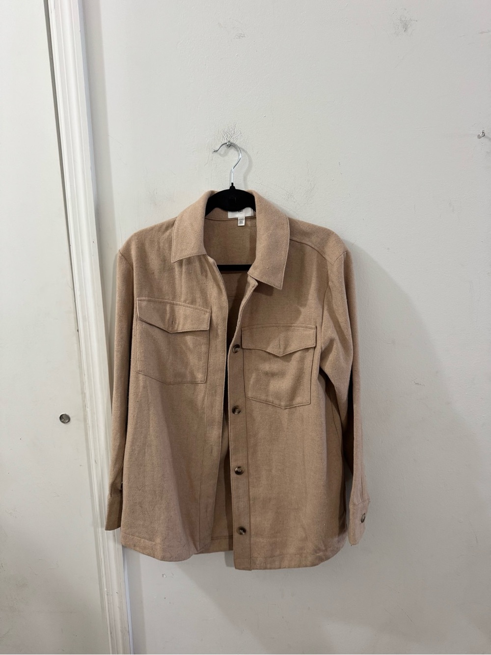 BP Tan Button-Front Shacket, size XXS
